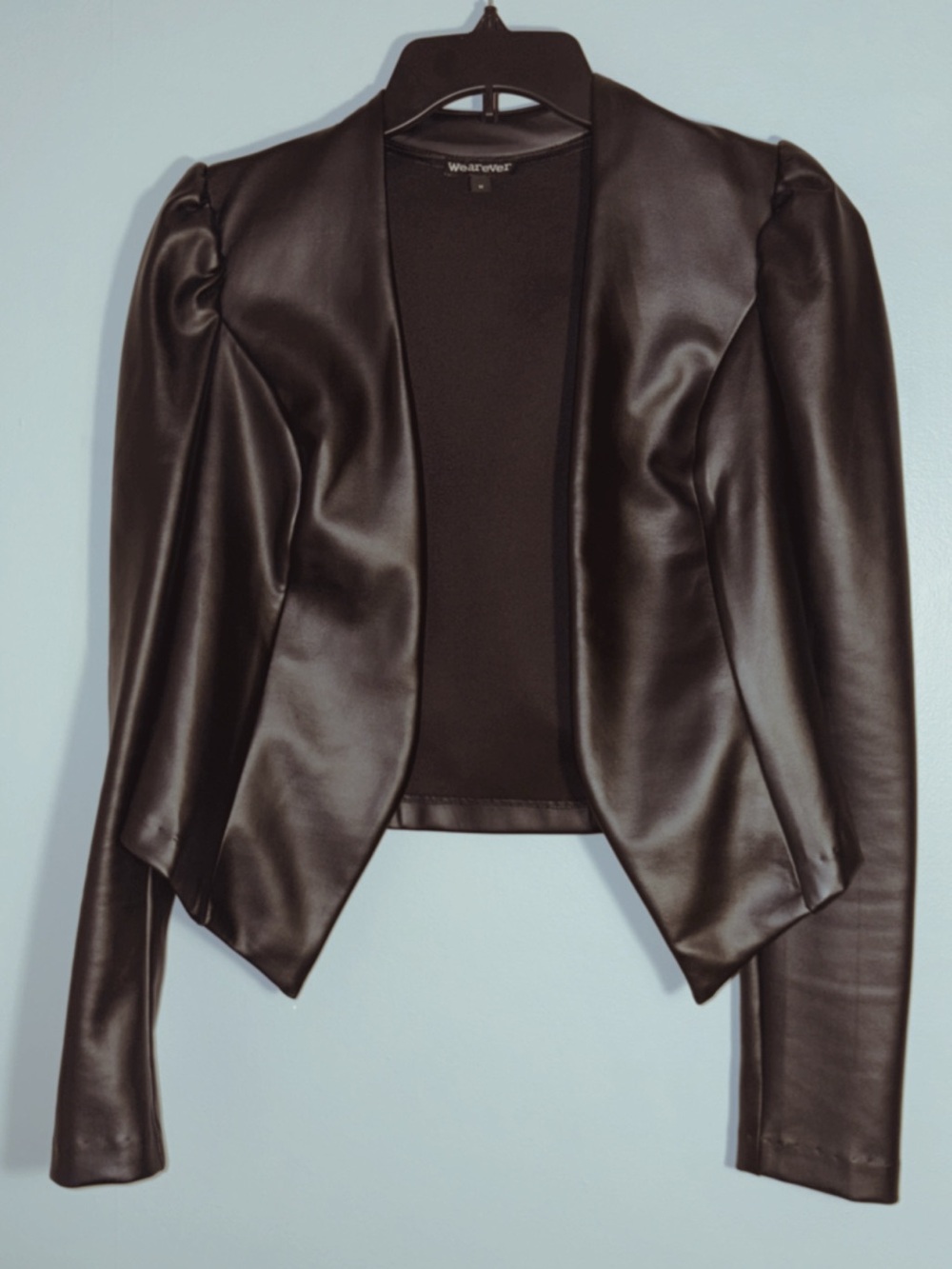 Black Vegan Leather Cropped Jacket